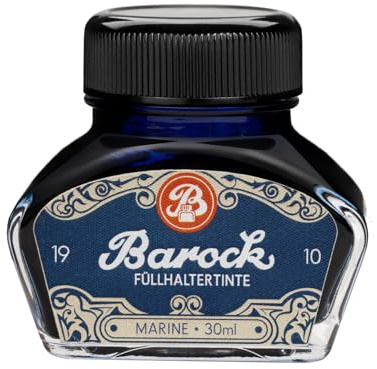 Barock 1910 Marine, inchiostro per penna stilografica, pennini in vetro, roller, inchiostro per scrittura in calamaio, 30 ml, blu