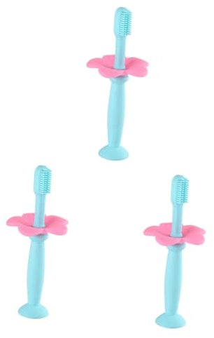 Kisangel 3stücke Silikon Zahnbürste Mit Schutzbaffle Manuelle Zahnpflege Für Kleinkinder Sanfte Sichere Und Leichte Zahnbürste Für Junge Mädchen Für Training Der Mundhygiene
