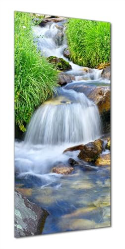 Wallario Selbstklebende Duschrückwand 90 x 200 cm mit Motiv Kleiner Bach über Steine - Wandverkleidung Fließenersatz mit Hochglanzlaminat in Glasoptik