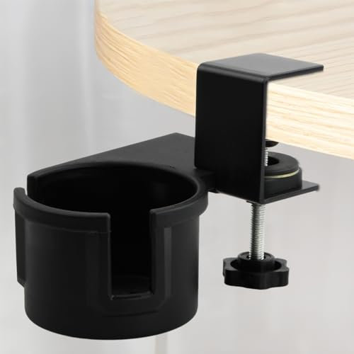 NiceLand 1 Pc Table Drink Holder - Black, 360° Rotating Desk Cup Holder with Anti-Spill Feature for Home, Bed, Office