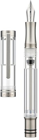 Asvine V200 Titan-Füllfederhalter, Vakuum füllung, Iridium mittlere Spitze, transparent Acryl Füller, glattes Schreiben, Stiftetui-Set