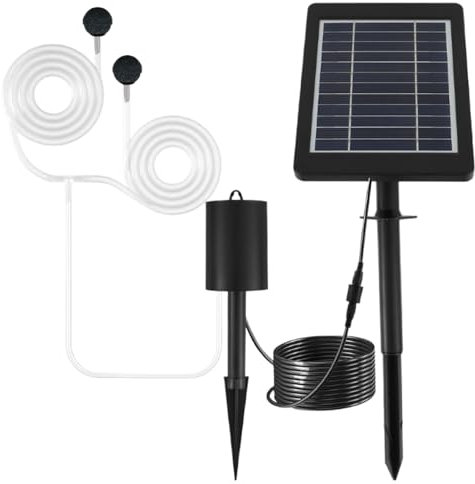 Aérateur solaire de bassin 4 W Aérateur de pompe à air de bassin extérieur avec tuyau pierres à bulles d'air Pompe à eau solaire réglable à 3 modes pour aquarium jardin étang de jardin Aérateur de pom