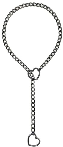 GAUEIOUR Link Chains Necklace,Women Clavicle Choker With Heart Pendant,Slip Chain Heart Ring Long Necklace,Punk Rock Cuban Long Chain for Women,Adjustable Stainless Steel Necklaces(Black)