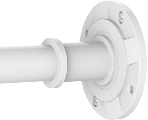 PadPure Barra de cortina de ducha sin agujeros, 75-255 cm, barra telescópica extensible, barra tensora ajustable para baño/armario, color blanco