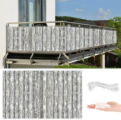 Balkon Sichtschutz 0,8m x 5m HDPE 165g/m² Wetterbeständig Einfache Montage Sichtschutznetz für Zaun Geländer Boden Edelstahl Ösen Garten Sichtschutz S2 Muster