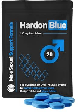 HARDON BLUE - 20 Tablets, Performance Supplements for Men, Extra Strong, Last Longer, Energy and Stamina Support, 100% Herbal, Ginseng, Maca