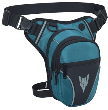 IHIGOGOFA Sac de Jambe Femme Homme Moto Imperméable Multifontion Sacoche de Jambe Tactique Sac Banane pour Randonnée Camping Escalade Voyage Moto Cyclisme Pêche Chasse (Bleu Clair)