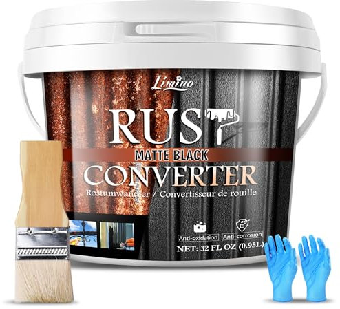 Rust Converter for Metal - Black Metal Primer and Rust Remover, Rust Reformer ＆ Rust Encapsulator, Long-lasting Anti-Rust Effect, Rust Inhibitor Paint for Cars and Various Metal Surfaces (946ml)