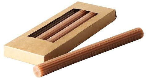 Boltze 2060648 Classic Lot de 4 bougies à tige en cire, surface striée, design classique, marron, 25 cm, décoration