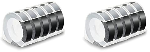 Rfeeuubft 10-Pack Etiketttejp för Relieftejp 12 mm 3D Reliefetiketter, Vitt på Svart för DM1595 Organizer Xpress Pro
