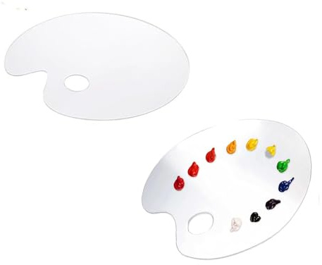 Armastuse blandpalett, 2 stycken klar akrylfärgpalett, oval konstpalett, konstpalett, non-stick olja, färgblandningspalett för gör-det-själv, konstmålning (25 x 15 cm)