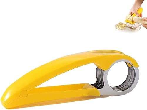 Yellow Food Manual Slicer, Portable Stainless Steel Food Slicer, Banana Strawberry Cucumber Carrot Egg Vegetable Fruit Multifunctional Slicers, Handheld Small Food Slicer Mandolines and Slicers Tools