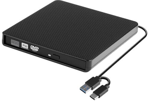 Lettore CD/DVD esterno, esterno USB 3.0 Tipo C Lettore CD esterno esterno portatile USB 3.0 Tipo C Unità CD esterna, Plug and Play Rumore basso esterno Drive per laptop, Linux(Nessun disco incluso)