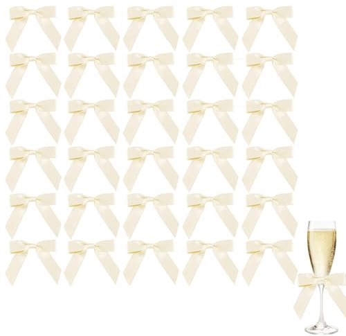 AEKZOX 30 Lazos de Regalo Decorativos para Navidad, Bodas y Envoltorios de Regalos (Beige Crema)