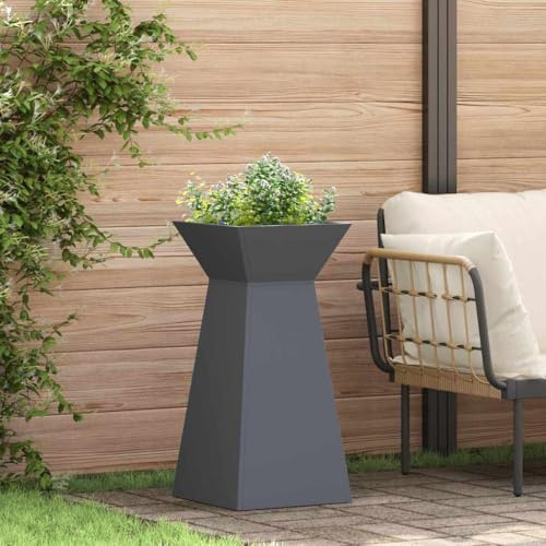 ULUYYUC Colonne de plantes anthracite 35 x 35 x 73 cm - Design moderne et robuste - Pour jardin, terrasse, balcon, parterre de fleurs et légumes en plein air