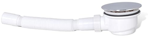 Förkromad avloppsarmatur dusch med böjd kupol, Ø 11,5 cm ytterdiameter, justerbar slang 44–93 cm, lämplig för duschkar, enkel rengöring