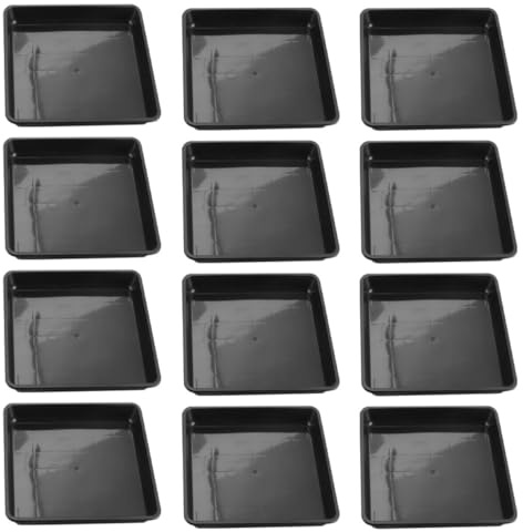 DOITOOL 15 Piezas de Bandejas para Macetas Cuadradas de Plástico Abs Negro, Base para Plantas y Bonsáis, Antidesgaste y Recoge Agua para Uso Interior y Exterior