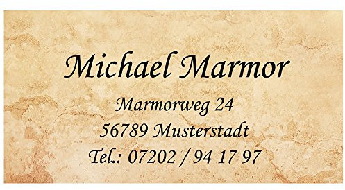Visitenkarten Marmor mit Ihrer kompletten Adresse, 54 Stück, ca. 88 x 45 mm