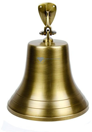 Nagina International Solid Antique Brass Brushed Fertig poliert Premium Schiffsglocke | Maritime Navy Schiffsdeko & Geschenke (7 Zoll, Antik Messing gebürstet)
