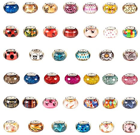 NBEADS 100 Stk. 14mm Acryl Europäische Perlen, große Lochperlen Rondelle Spacer Perlen gemischt sortiert farbig für Charms Armband, Loch: 5mm