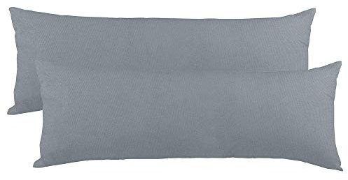 CelinaTex BeNature Kissenbezug Doppelpack 40 x 145 cm dunkel grau Baumwolle Seitenschläferkissen Bezug Jersey