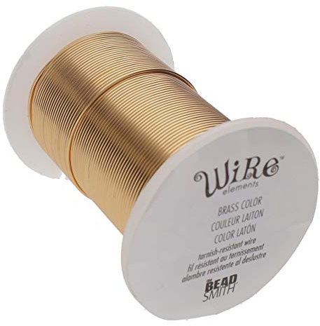 The Beadsmith Wire Elements 16-Gauge Lacquered Tarnish-Resistant Copper Wire for Jewelry Making, 8 Yard, 7.32 Meter Spool (Brass Color)