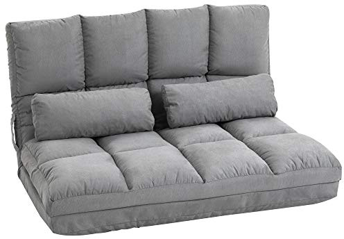 HOMCOM Bodenstuhl Bodensessel mit Liegefunktion Verstellbarer Rückenlehne Sitzkissen Relaxsessel zum Fernsehen, Lesen Meditationsstuhl Lazy Sofa Lesesessel für Meditation Yoga Büro Grau