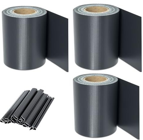SWANEW 210 m x 19 cm, paneles de protección visual de PVC, color antracita, para vallas de doble varilla, 180 clips de fijación, lámina de protección visual de PVC, para valla de jardín, balcón