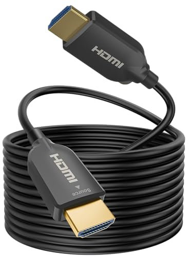 SOEYBAE Câble HDMI Fibre Optique 15m, 4K HDMI 2.0 Cable Supporte 4K 60Hz, 18Gbps, HDCP 2.2, 3D,HDTV, Compatible avec PS5 Lecteur Blu Ray Xbox 360 PS4 PS3 PC