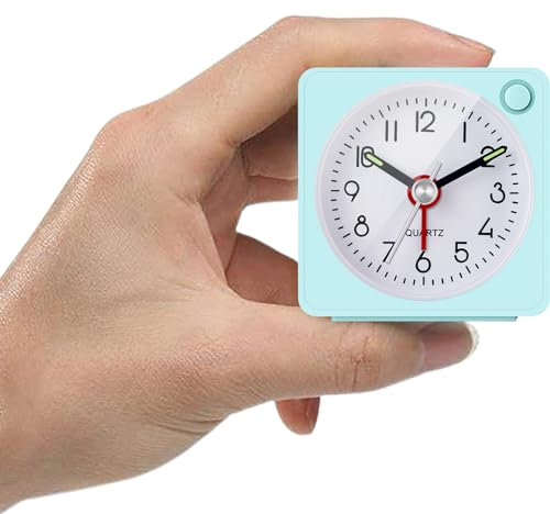 YouJabz Travel Analog Alarm Clock, Ultra Small Clock with Snooze and Light Function, Super Silent Non Ticking, Battery Operated, Easy to Setup, Back to School, Learning Awards Student gift