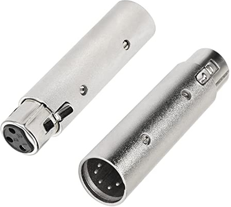 MEIRIYFA XLR 3 Pin Female to XLR 5 Pin Male Adapter Connector Gender Changer，Anodized Aluminum Adapter with Lock Release Button（Sliver-1PCS