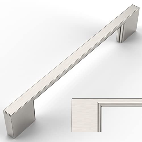 Amerdeco 6 Stück Möbelgriffe Gebürsteter Nickel 128mm Lochabstand Schubladen Zinc alloy Griffe für Küchenschränke Schrankgriffe Schubladengriffe Türgriffe für Küchenschränke Kleiderschrank UK0022