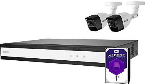 ABUS Videoüberwachung Komplettset mit Hybrid Videorekorder und 2 analogen Minikameras