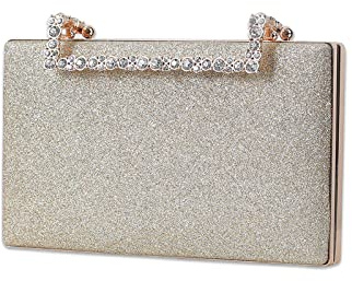 CORIOS Borsetta da Sera Donna Bling Pochette Clutch Borsa Sposa Borsa a Spalla Pochette Piccolo con Catena Borsa a Tracolla Elegante Borse Messenger per Cocktail Festa Cerimonia Ballo Oro Chiaro