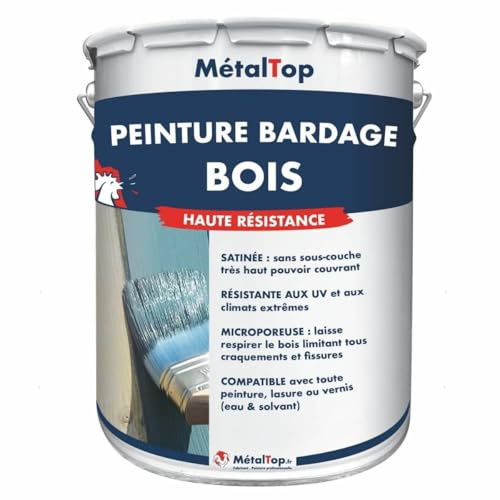 Metaltop - Peinture Bardage Bois - Gris anthracite - RAL 7016-5 L - Protection longue durée pour bois neufs ou anciens, microporeuse et résistante UV