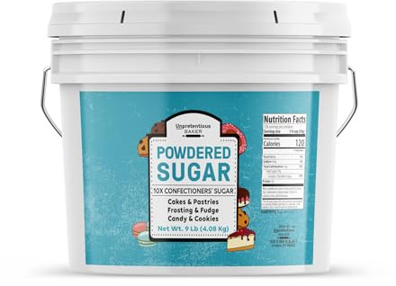 Unpretentious Powdered Sugar, 2 Gallon Bucket, Confectioners Sugar, For Baking, Candy Making, Desserts (144 Ounces)