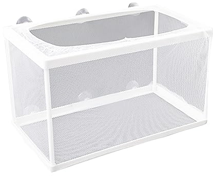 Aquarium Fry Net with Fine Mesh & Suction Cups - Transparent Isolation Box for Fish Tank