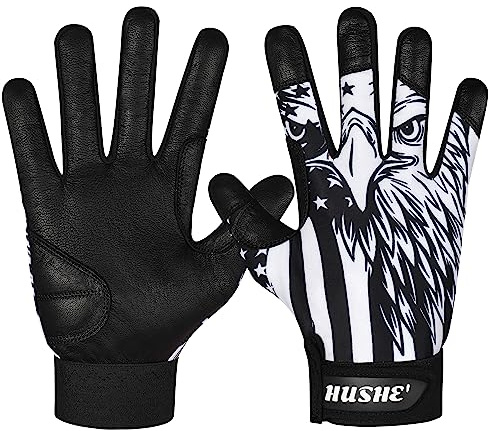 Hushe' American Flag Batting Gloves & Softball Gloves USA Flag Baseball Batting Gloves Youth Kids Baseball Batting Glove for Youth Men Adult & Unisex.