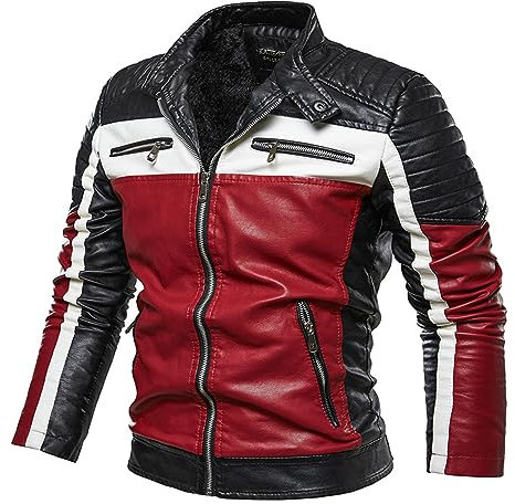 Duohropke Veste de moto aviateur pour homme - Imperméable - Coupe-vent - Avec protections - Pour scooter, motard, touring, rouge, L