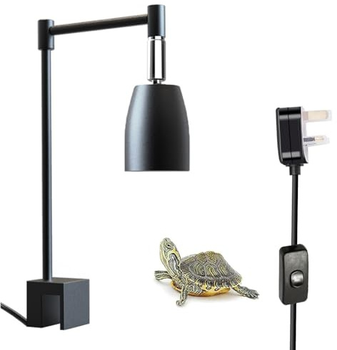 QeeHeng Tortoise Lamp Holder,UVA UVB Light Bracket for Reptiles,360°Rotatable Lamp Metal Stand for Turtle Aquarium Tank Heating Lamps,Suitable for Tortoise,Frog Habitat Terrarium Tank Accessories