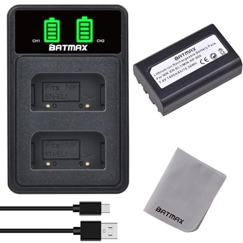 Batmax EN-EL1 Battery and USB Charger for Nikon COOLPIX 4300, COOLPIX 4500, Coolpix 4800, COOLPIX 5000, COOLPIX 5400, COOLPIX 5700, COOLPIX 775, COOLPIX 8700, COOLPIX 880, COOLPIX 885, COOLPIX 995