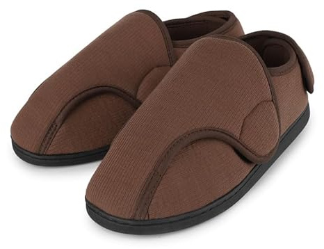 TIESTRA Pantuflas de Invierno Para Hombre, de Piel de Cordero Para Diabéticos, de Fieltro Para Pies Anchos, Suela de Espuma Con Memoria, Marrón 41 EU