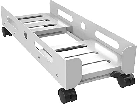 Dator vertikalt stativ, CPU-stål rullfäste for stationär torn, med låsande hjul PC-rullställ, justerbar bredd, lämplig for PC eller stationär dator (Färg: Vit, Storlek: 46*(18)(Color:White,Size:63.6*
