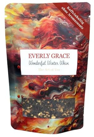 Everly Grace Wonderful Winter Whim – Ekologiskt Svart Te med Vintersmaker, 80 g – Vinterte med Ingefära, Kanel och Äppelbitar – Handgjort i små satser i Augsburg