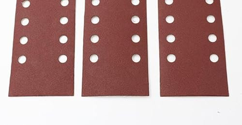 50 Pezzi Set di Fogli Abrasivi,185 * 93mm, Carta Abrasiva Rettangolare 8 fori,Grana 60 80 120 180 320 600 800 1000,Accessori per Levigatrice Multipla, Carta Abrasiva per Legno, Metallo e Vernice