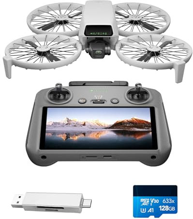 DJI Flip (Control Remoto con Pantalla RC 2) Bundle, dron con Seguimiento con cámara 4K UHD para Adultos, ‌< 249 g, estabilización en 3 Ejes, despegue Desde la Palma, Tiempo máx. de Vuelo de 31 min