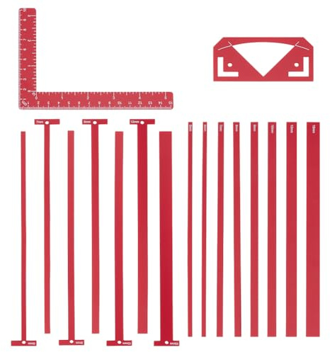 UNICRAFTALE Juego de reglas flexibles de acrílico para encuadernar libros, paquete de encuadernación de libros rojos, herramienta simple de scrapbooking, 18 unidades, reglas en forma de T para