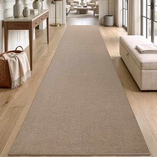 DEXI Löparmatta 80 x 300 cm, Extra Lång Halkfri Smutsfångarmatta, Köksmattor med Gummibaksida, Tunn och Tvättbar Golvmatta Löpare för Hall Entré Tvätt Dessutom, Mörkbeige | Extra bred, gummibaksida, tunn lågprofilmatta löpare för entré, kök, tvättstuga, hall, uteplats