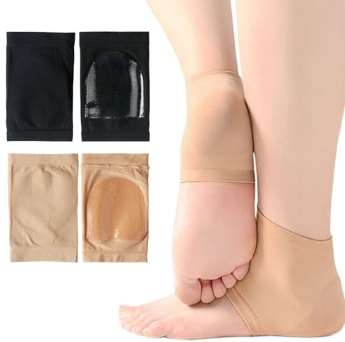 4 Paia di Calzini Idratanti per Piedi in Gel, Maschera Notturna Peeling Esfoliante per Talloni Screpolati e Pelle Secca, Riutilizzabile per Uomo e Donna, Colori: Carnagione/Nero