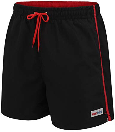 Mount Swiss herr badbyxor Dario med sidofickor och bakficka I fashionabla herrshorts simning fritid vattensport I bekväma badshorts i många färger storlek S – 6XL, svart, 5XL